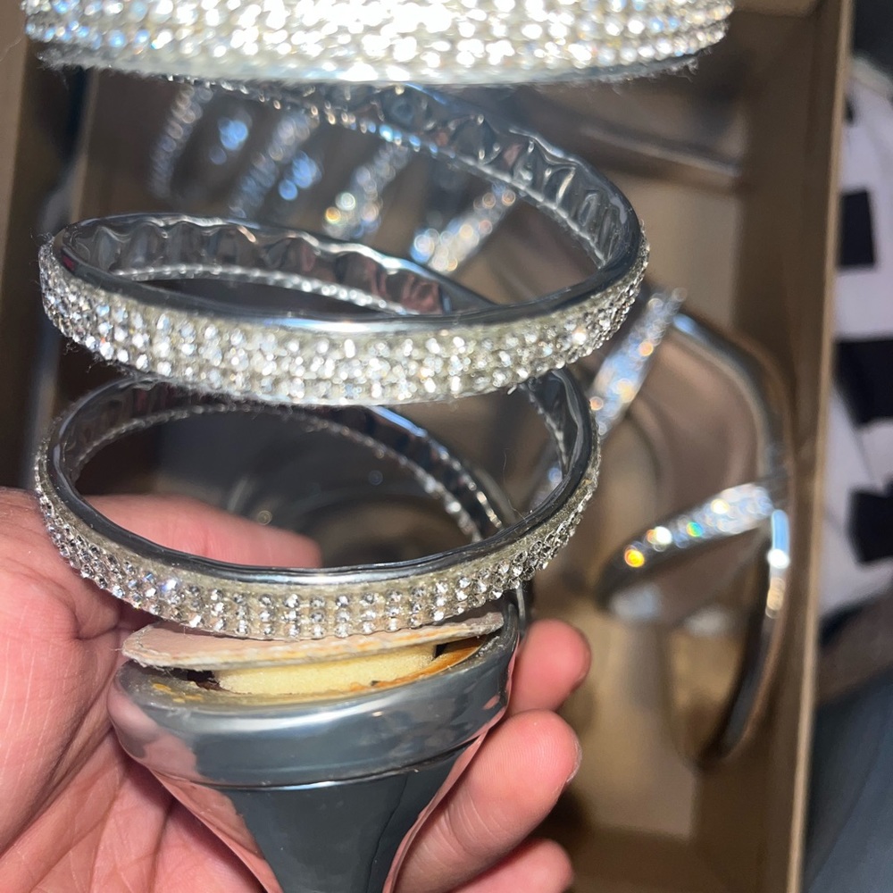 Silver diamond heel, size 8.5 women